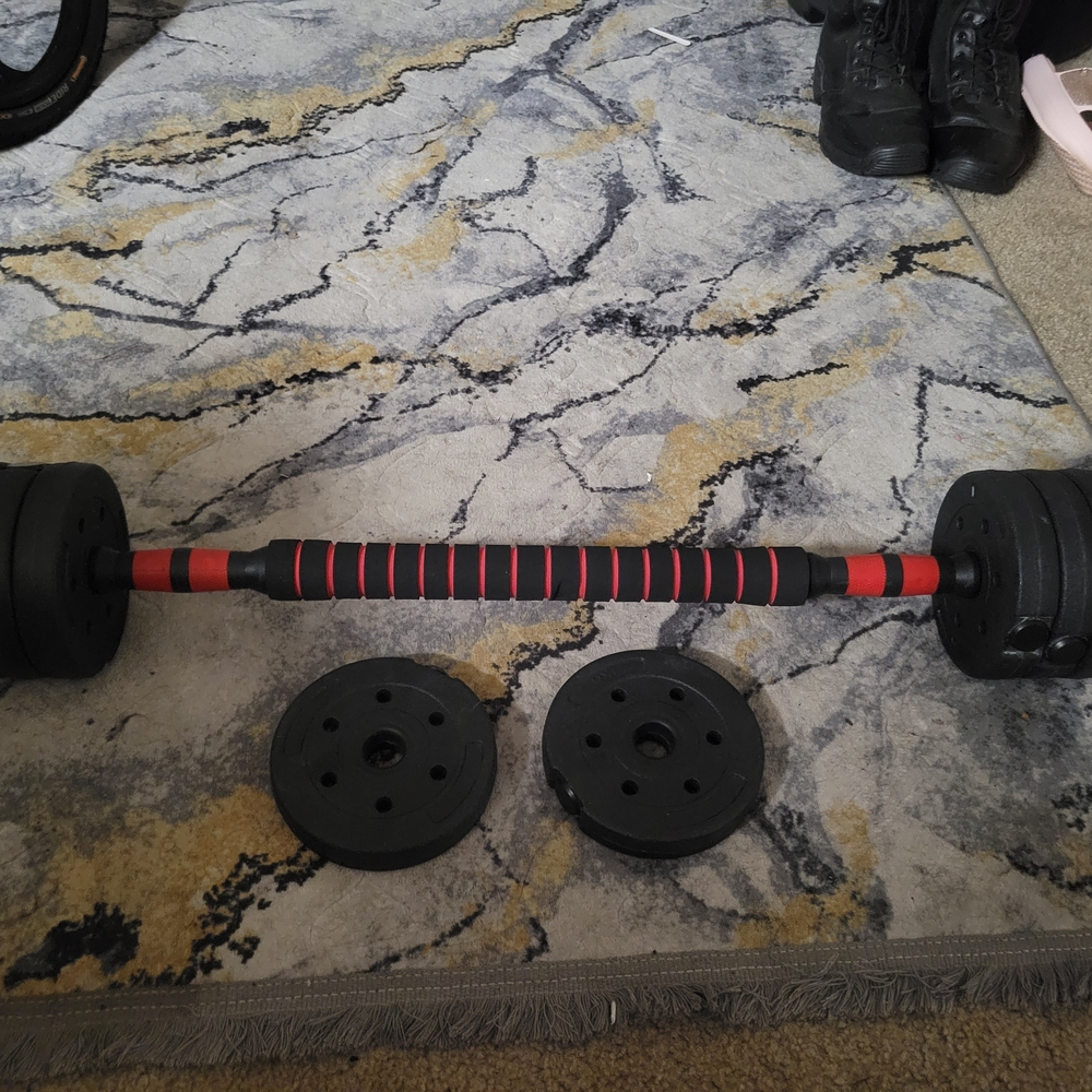 At Home Workout Adjustable Black and Red Dumbbell Set